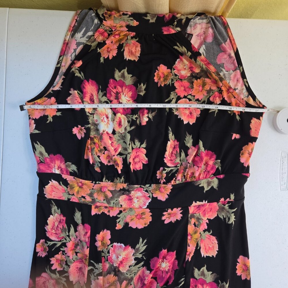 630-27 Torrid Black Floral High Neck Sleeveless Halter Midi Dress Size 14/16P - Picture 8 of 12